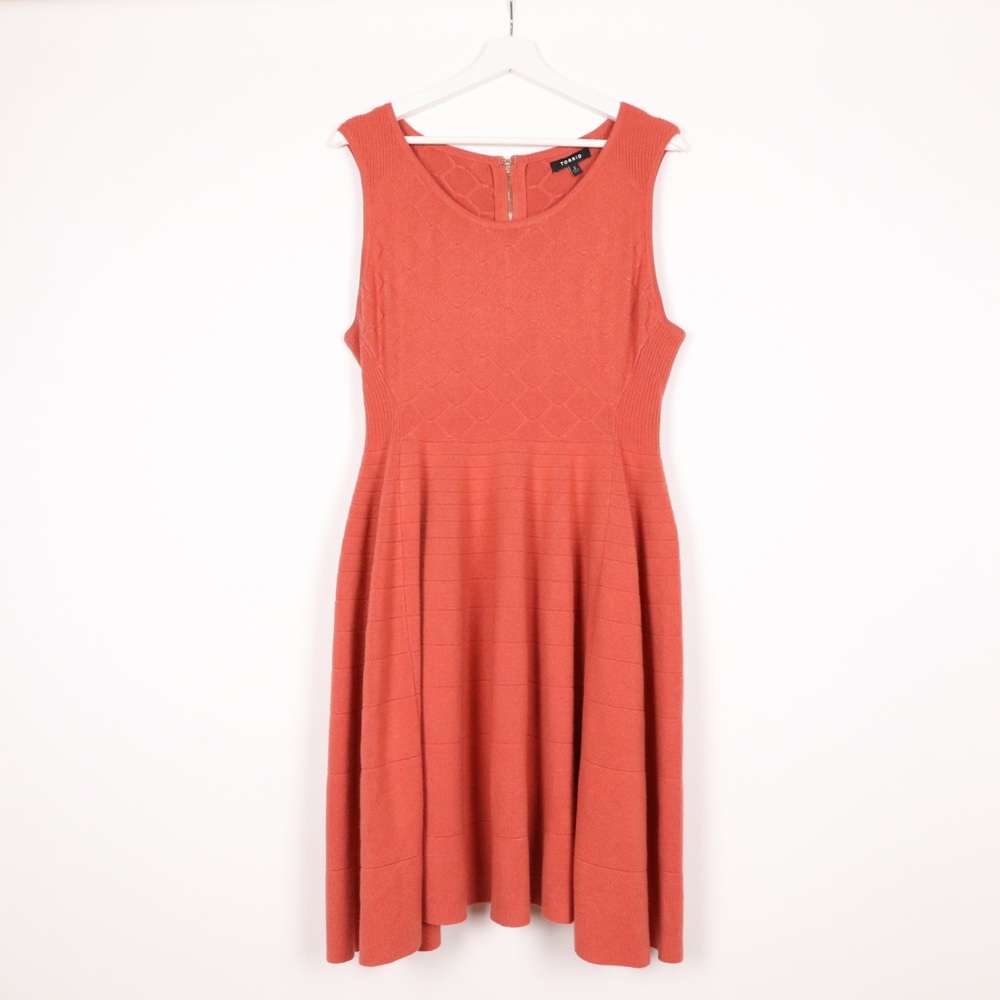 torrid Coral Knit Fit-and-Flare Mini Dress